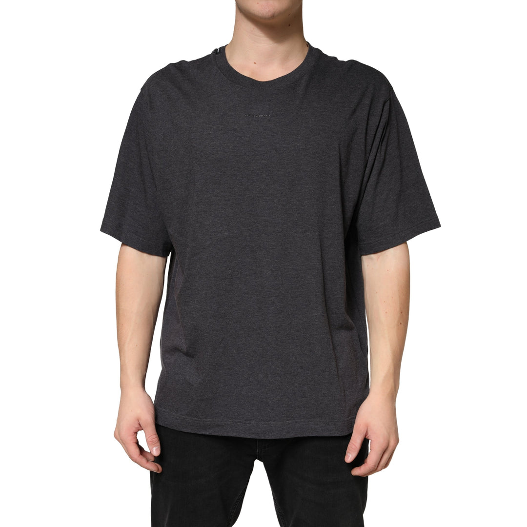 Dolce &amp; Gabbana Dark Grey Cotton Crewneck Short Sleeve