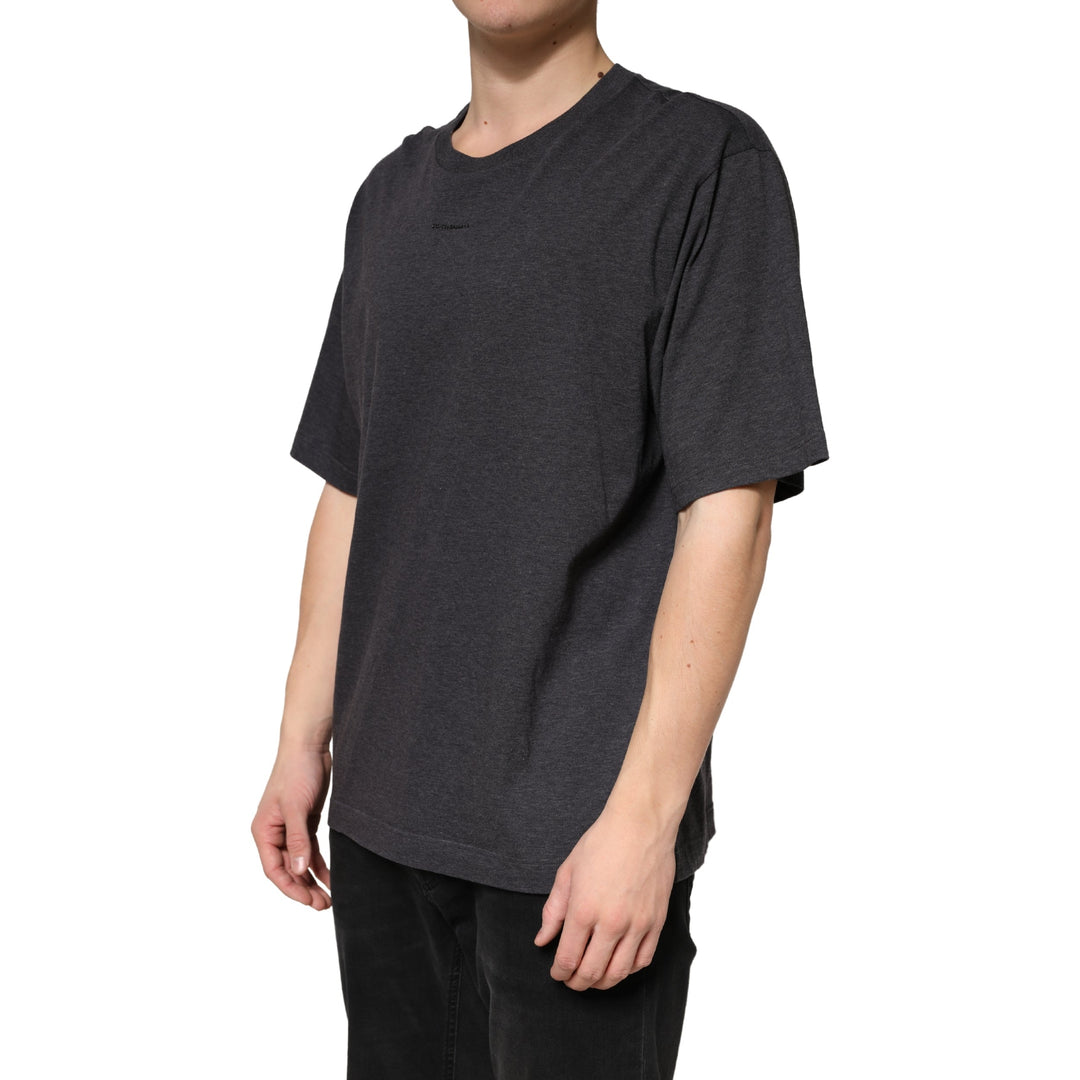 Dolce &amp; Gabbana Dark Grey Cotton Crewneck Short Sleeve