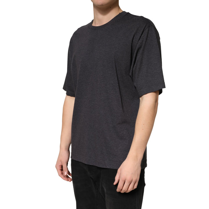Dolce &amp; Gabbana Dark Grey Cotton Crewneck Short Sleeve