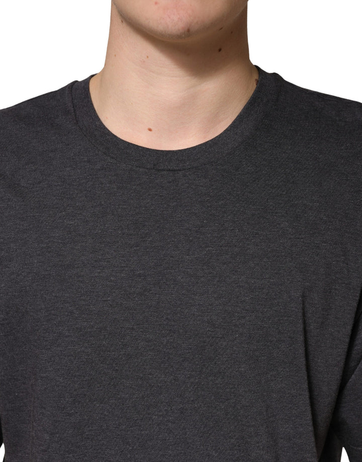 Dolce &amp; Gabbana Dark Grey Cotton Crewneck Short Sleeve