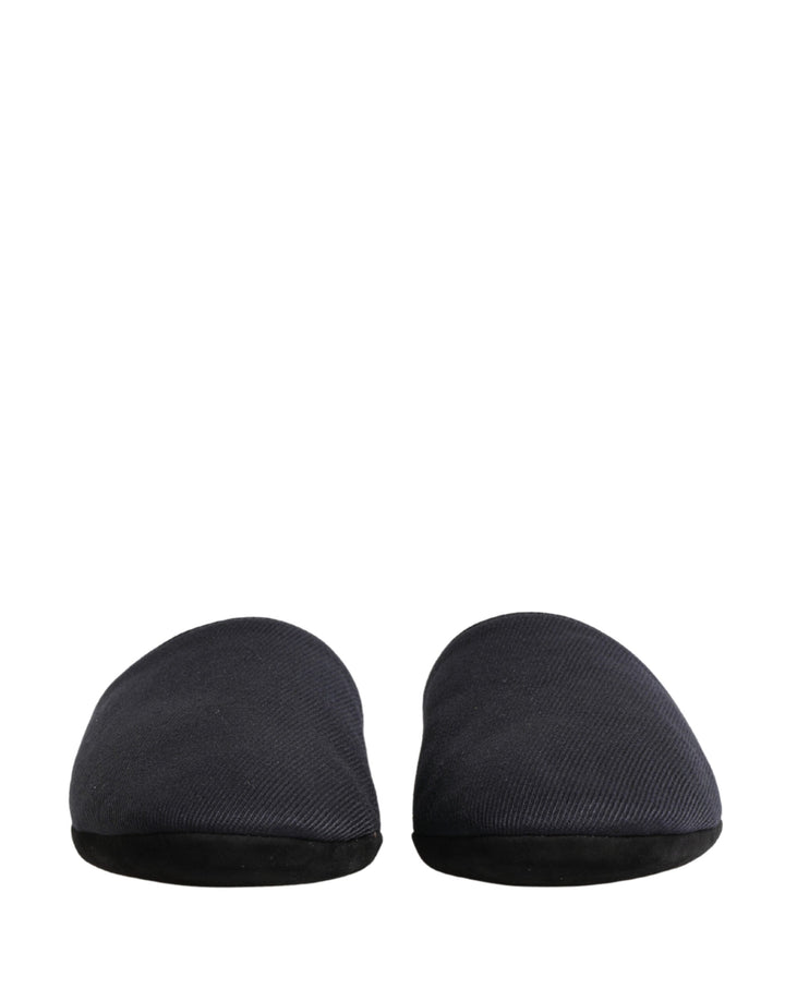Men’s Dolce &amp; Gabbana Dark Navy Wool Cotton Red Chevron Slippers Shoes