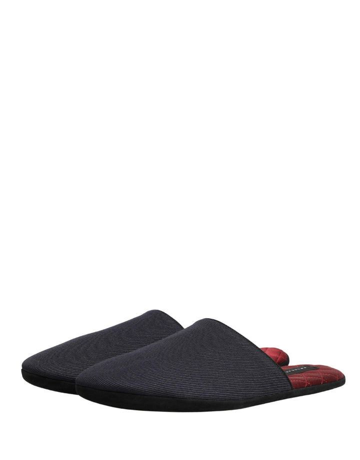 Men’s Dolce &amp; Gabbana Dark Navy Wool Cotton Red Chevron Slippers Shoes