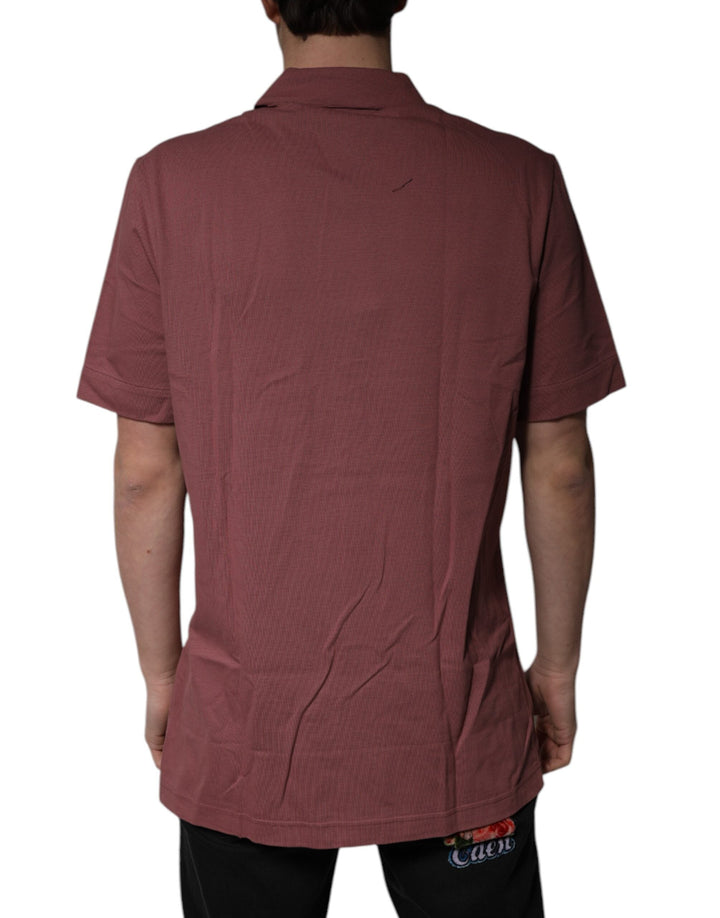 Dolce &amp; Gabbana Dark Pink Button Down Casual Polo Men Shirt