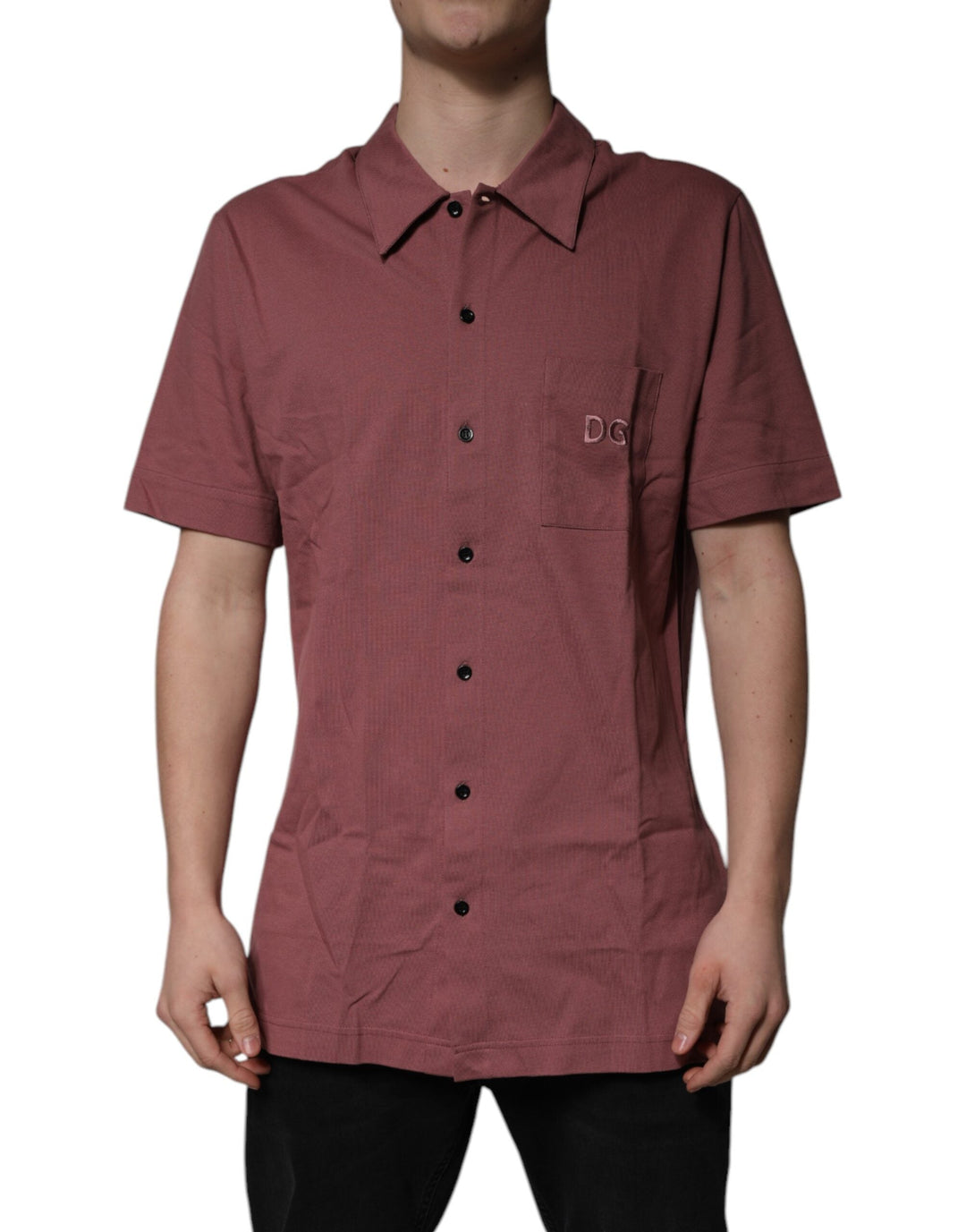 Dolce &amp; Gabbana Dark Pink Button Down Casual Polo Men Shirt