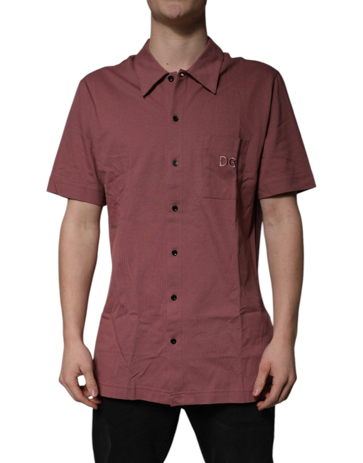 Dolce &amp; Gabbana Dark Pink Button Down Casual Polo Men Shirt