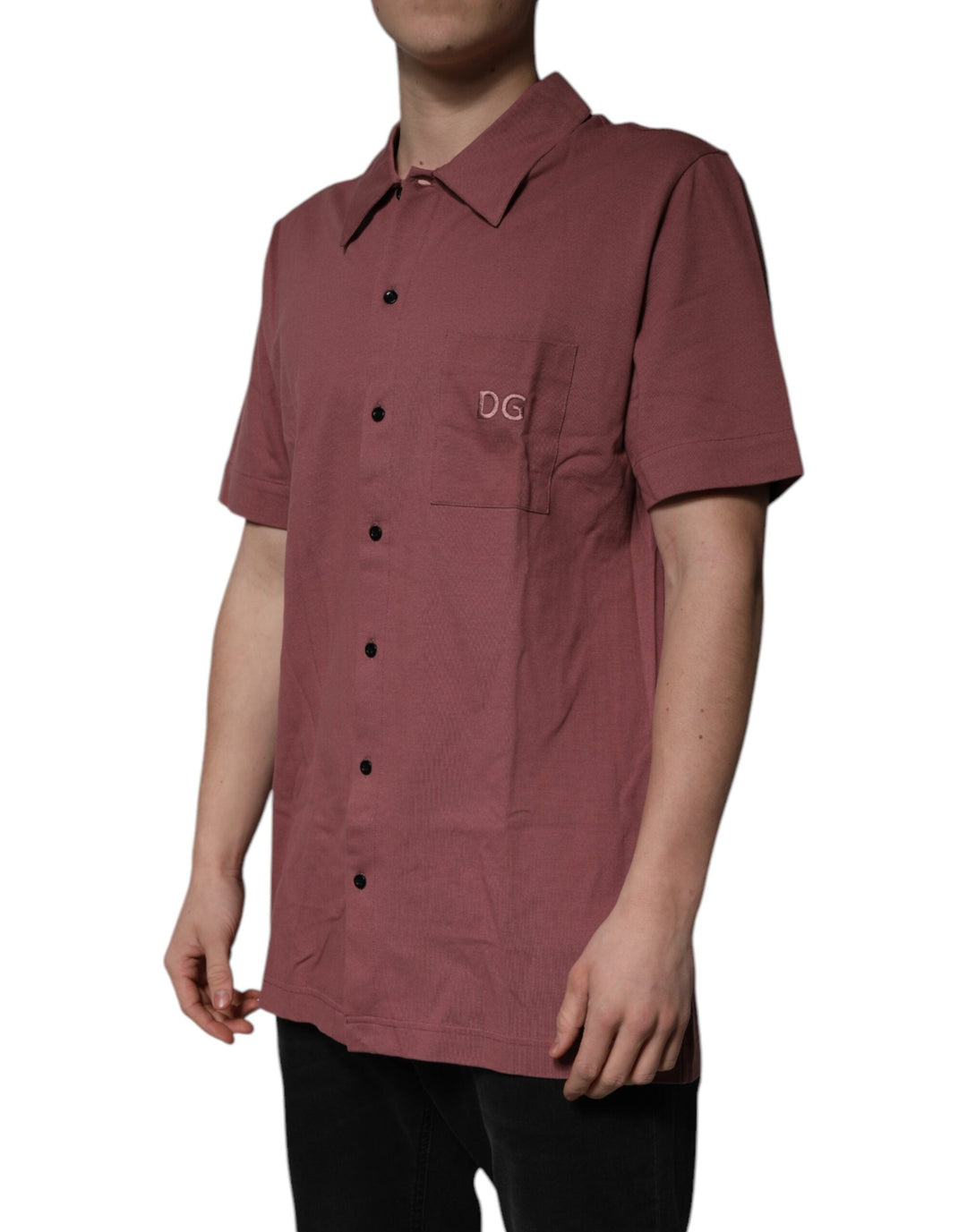 Dolce &amp; Gabbana Dark Pink Button Down Casual Polo Men Shirt