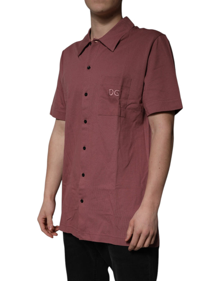 Dolce &amp; Gabbana Dark Pink Button Down Casual Polo Men Shirt