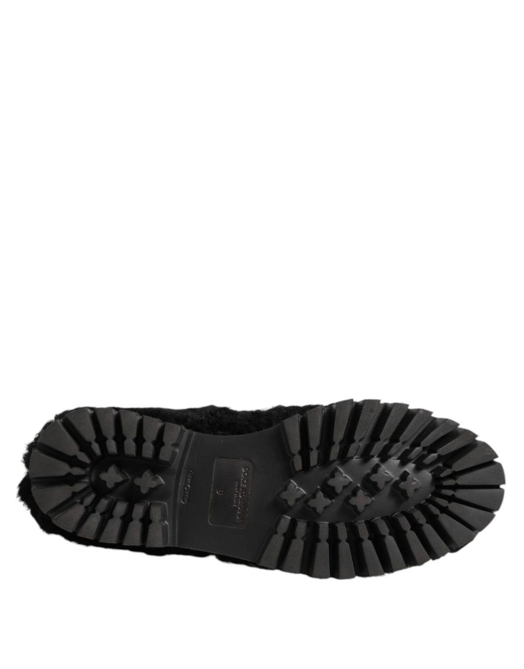 Men’s Dolce &amp; Gabbana Dress Black Fur Leather Slippers Men Shoes
