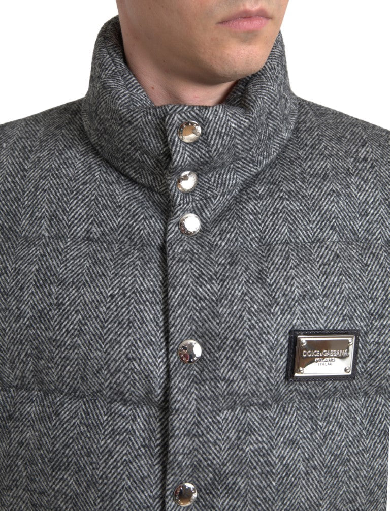 Men’s Dolce &amp; Gabbana Elegant Chevron Knit Wool Blend Vest Jacket