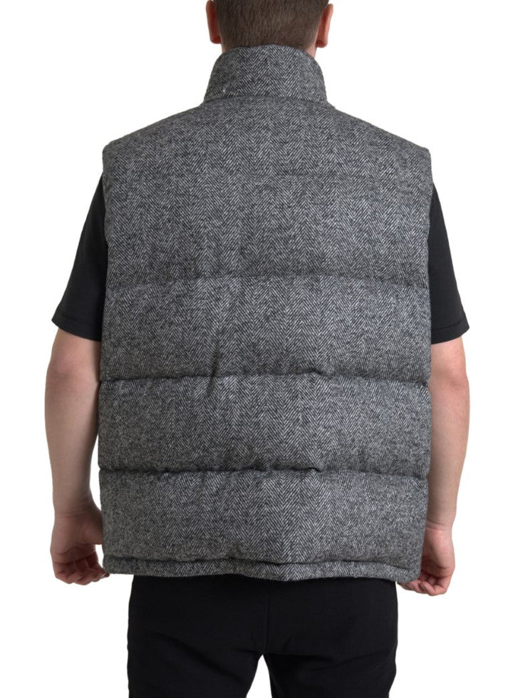 Men’s Dolce &amp; Gabbana Elegant Chevron Knit Wool Blend Vest Jacket
