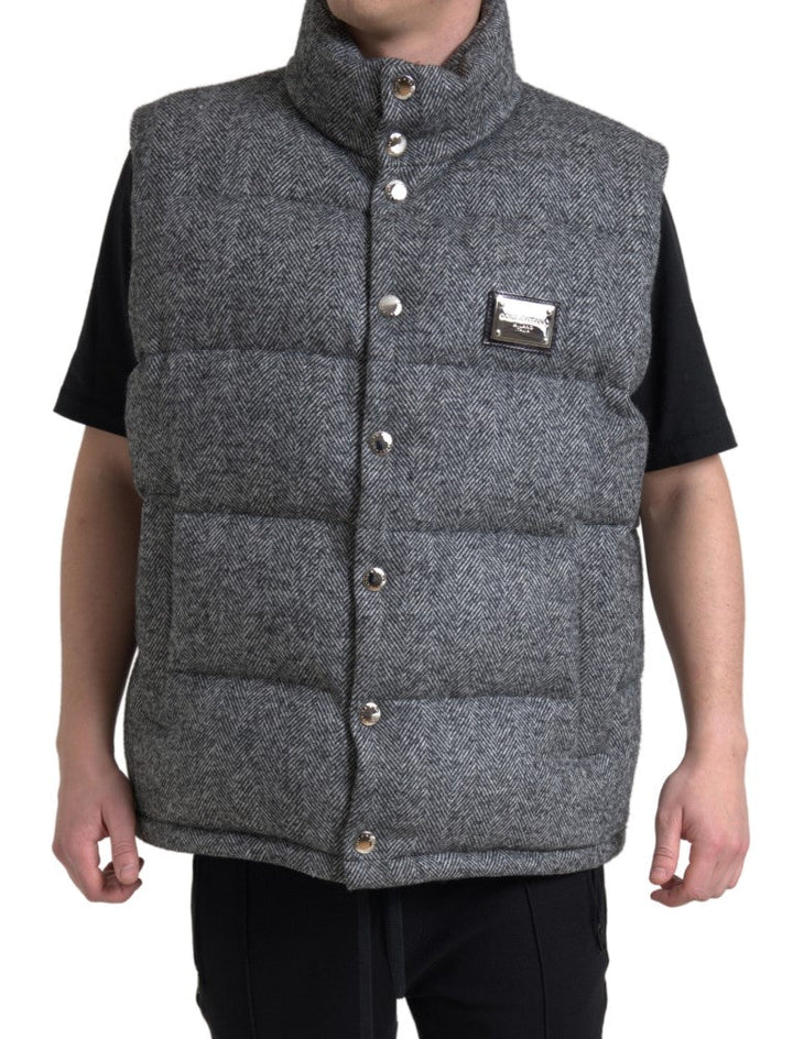 Men’s Dolce &amp; Gabbana Elegant Chevron Knit Wool Blend Vest Jacket