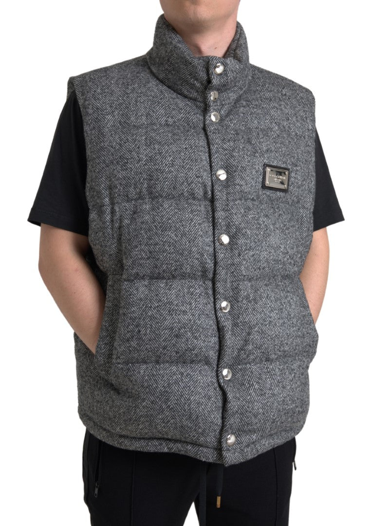 Men’s Dolce &amp; Gabbana Elegant Chevron Knit Wool Blend Vest Jacket