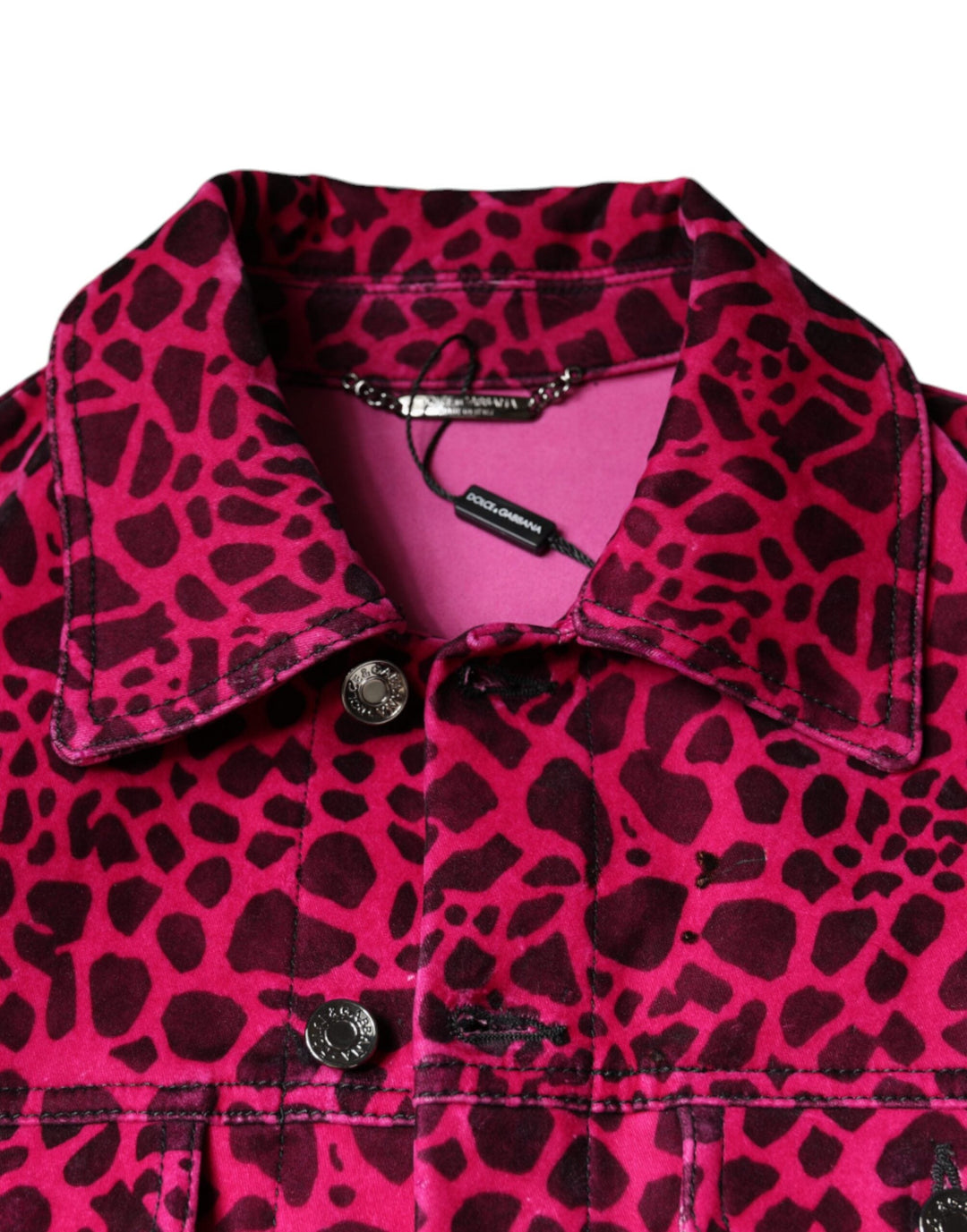 Men’s Dolce &amp; Gabbana Fuchsia Leopard Button Down Collared Jacket