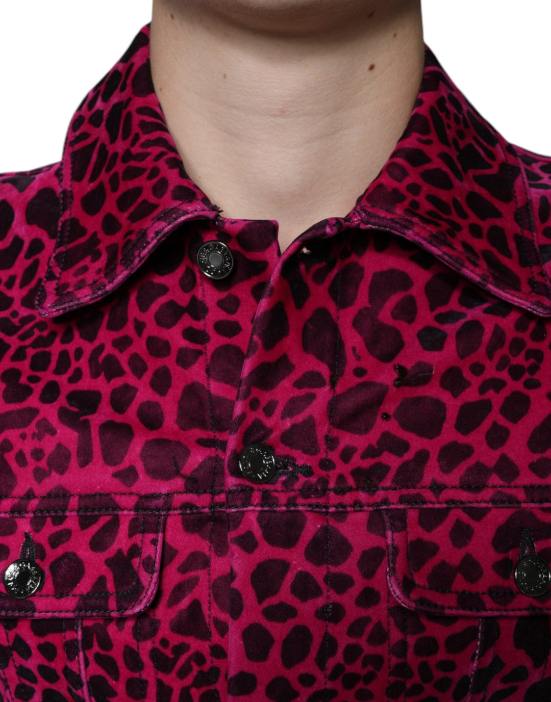 Men’s Dolce &amp; Gabbana Fuchsia Leopard Button Down Collared Jacket