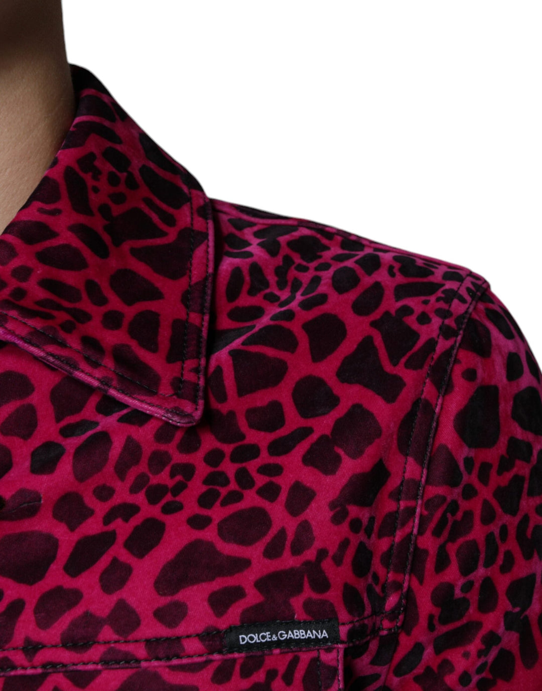 Men’s Dolce &amp; Gabbana Fuchsia Leopard Button Down Collared Jacket