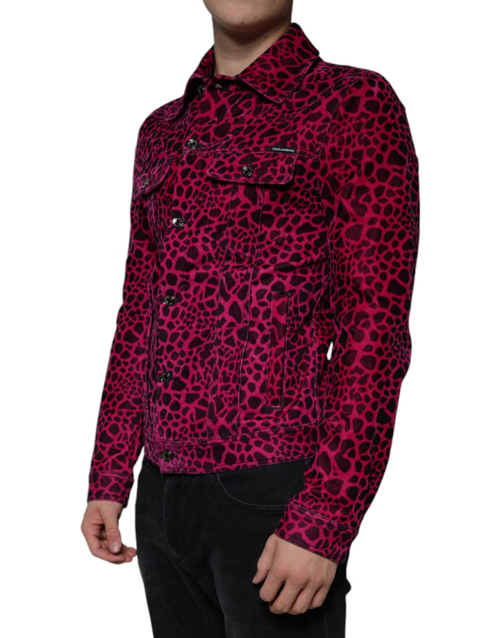 Men’s Dolce &amp; Gabbana Fuchsia Leopard Button Down Collared Jacket