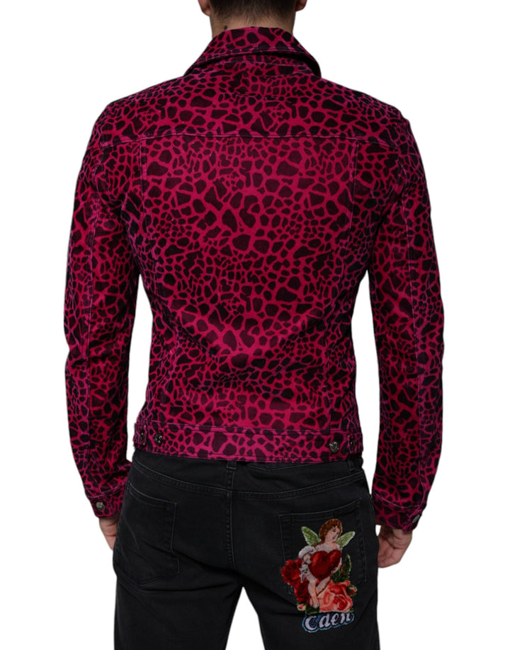 Men’s Dolce &amp; Gabbana Fuchsia Leopard Button Down Collared Jacket