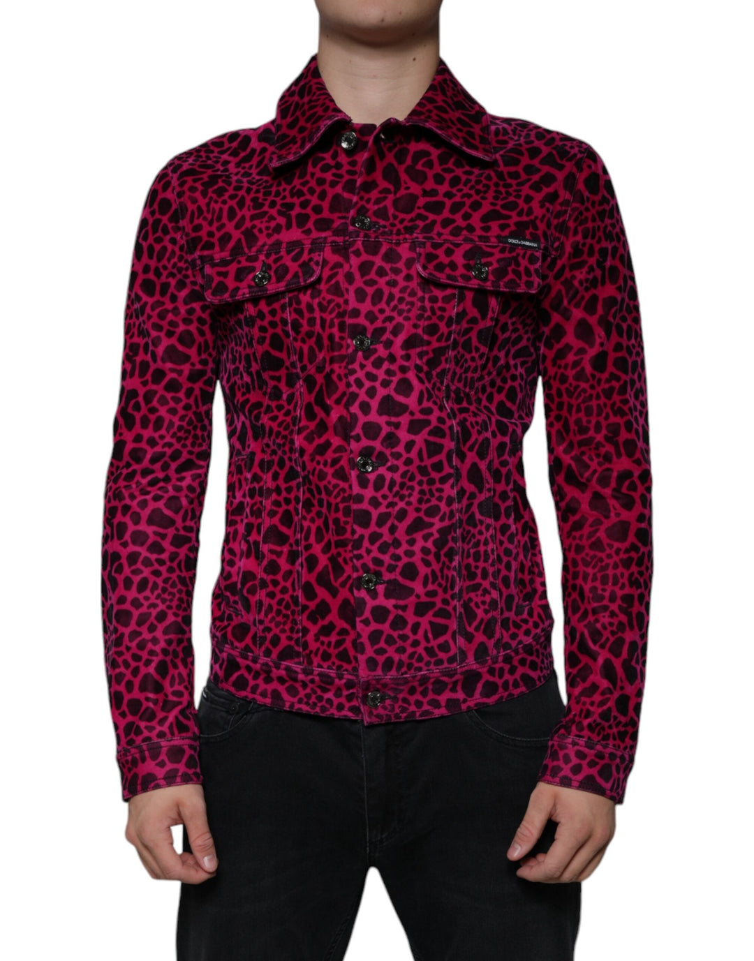 Men’s Dolce & Gabbana Fuchsia Leopard Button Down Collared Jacket