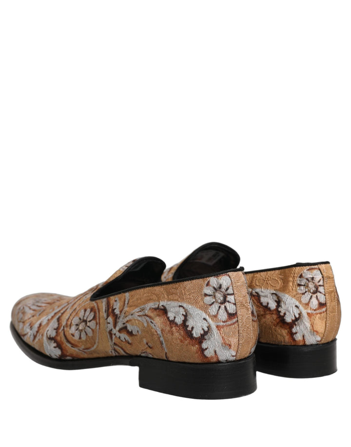 Men’s Dolce &amp; Gabbana Gold Brocade Baroque Men Loafers Shoes