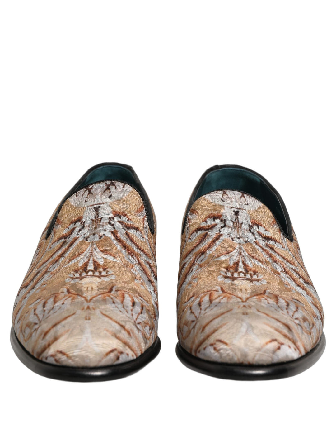 Men’s Dolce &amp; Gabbana Gold Brocade Baroque Men Loafers Shoes