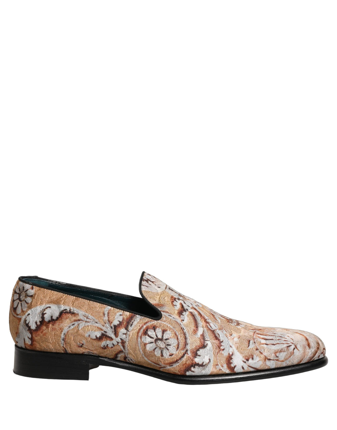 Men’s Dolce &amp; Gabbana Gold Brocade Baroque Men Loafers Shoes