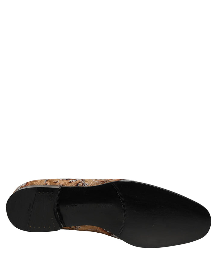 Men’s Dolce &amp; Gabbana Gold Brocade Baroque Men Loafers Shoes