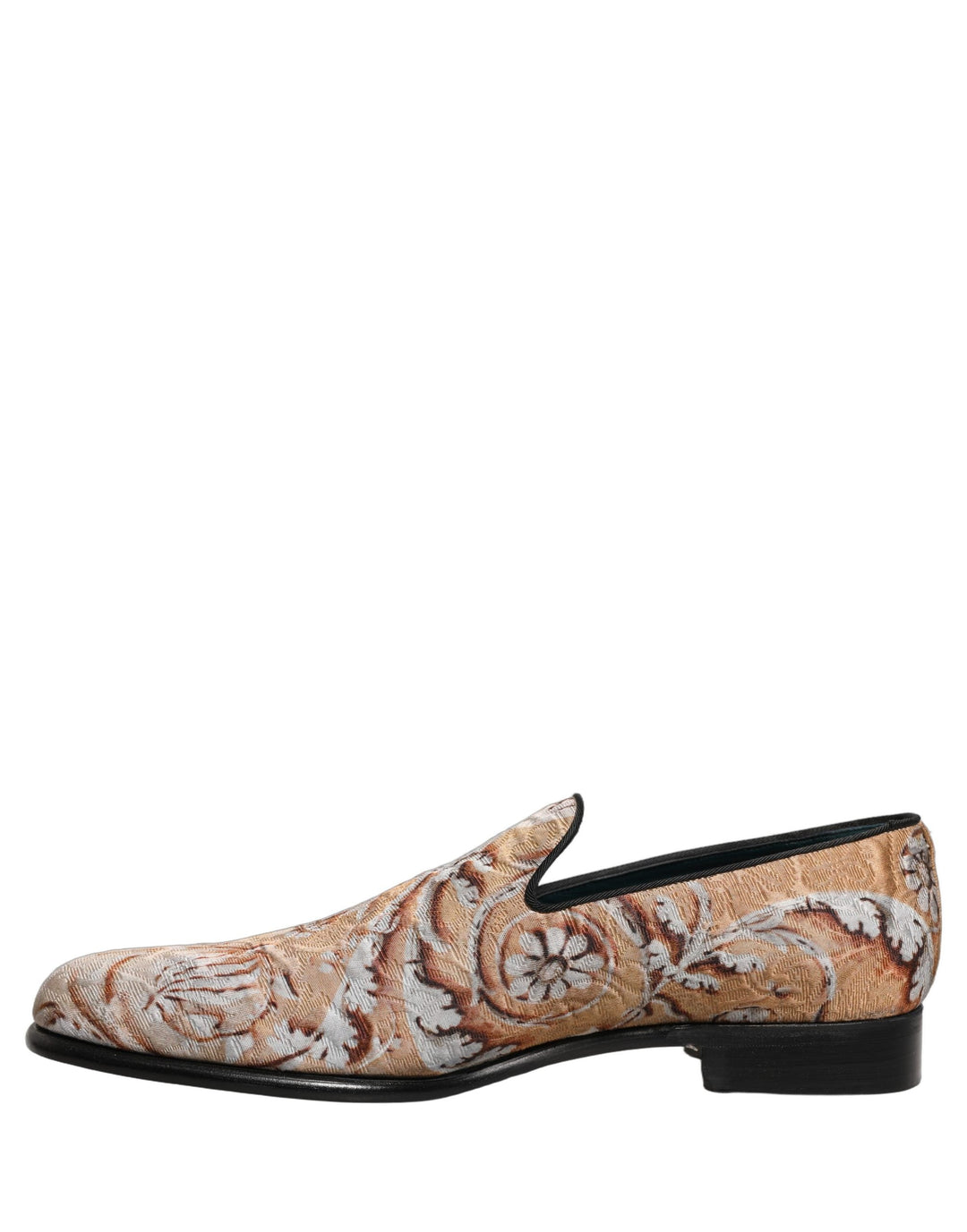 Men’s Dolce &amp; Gabbana Gold Brocade Baroque Men Loafers Shoes