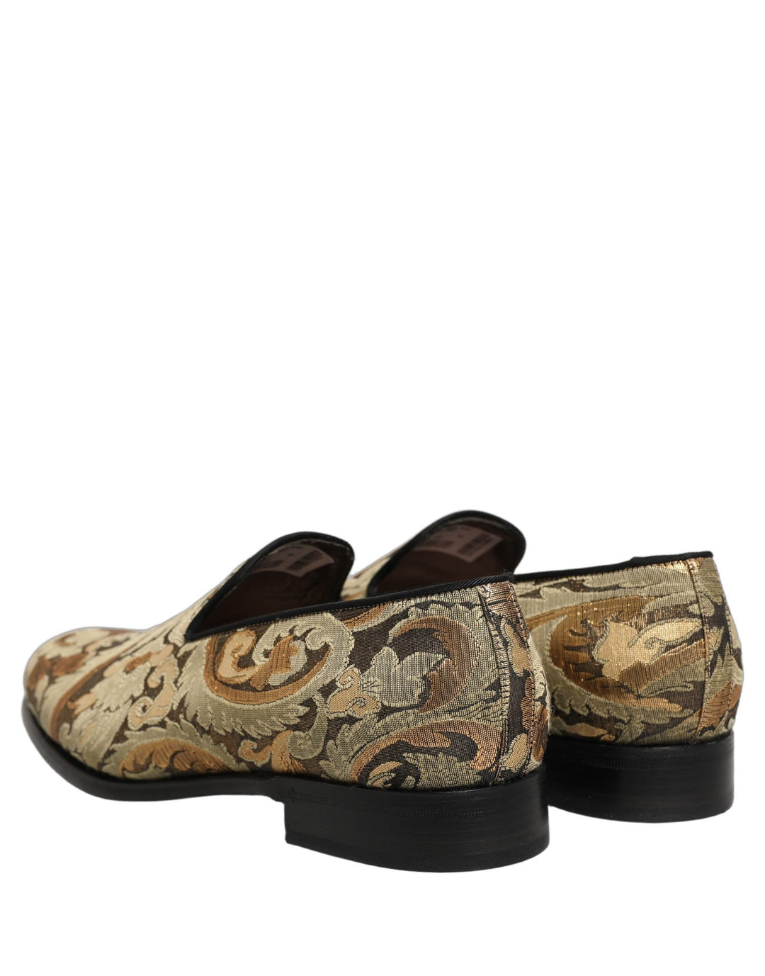 Men’s Dolce &amp; Gabbana Gold Brocade Slip on Men Dress Loafers Shoes