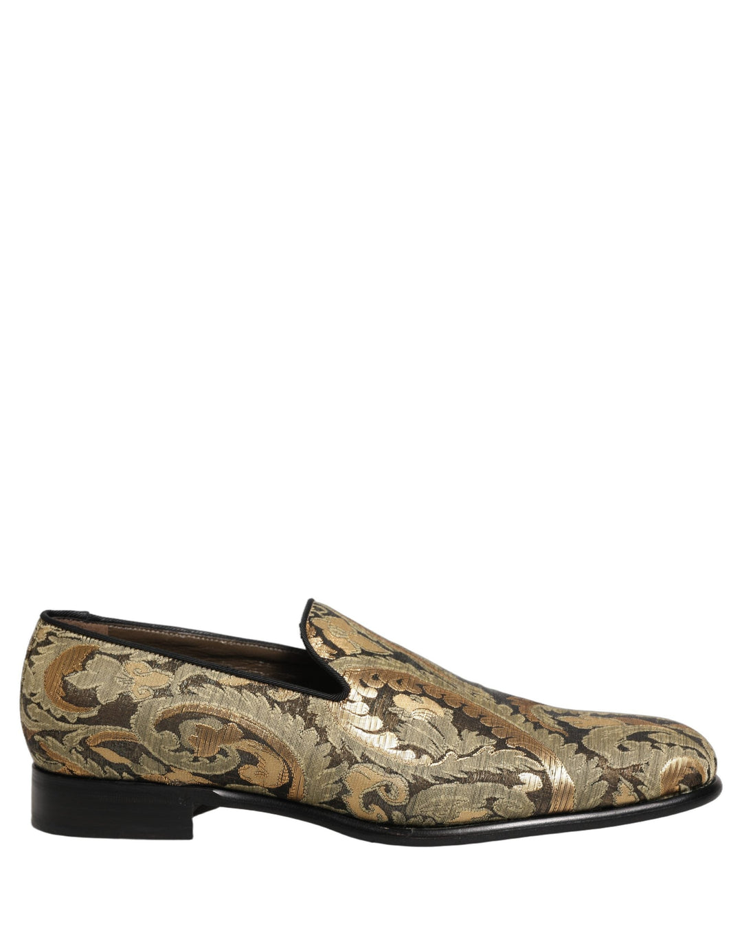 Men’s Dolce &amp; Gabbana Gold Brocade Slip on Men Dress Loafers Shoes