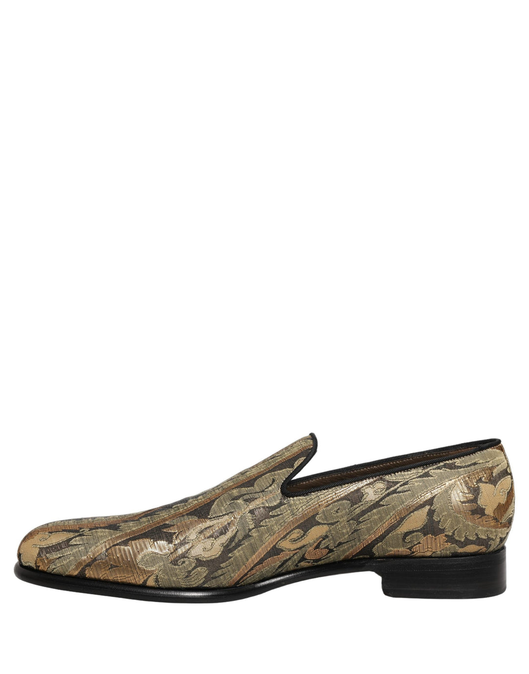 Men’s Dolce &amp; Gabbana Gold Brocade Slip on Men Dress Loafers Shoes