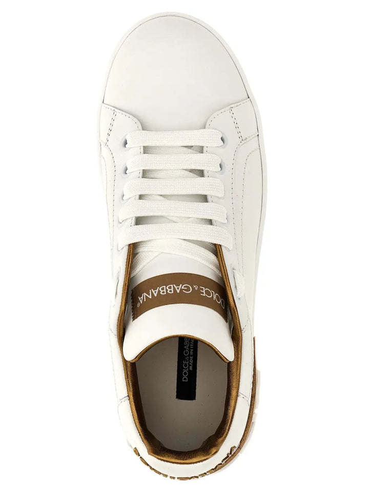 Men’s Dolce &amp; Gabbana Gold Calfskin Low Top Sneakers