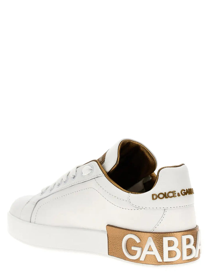 Men’s Dolce &amp; Gabbana Gold Calfskin Low Top Sneakers