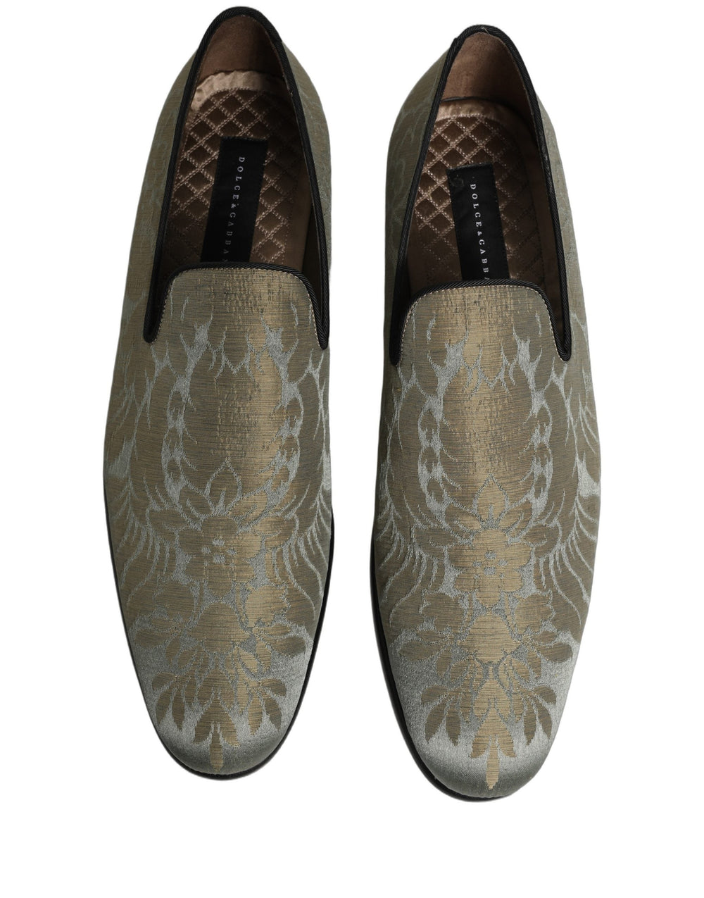 Men’s Dolce & Gabbana Gold Floral Jacquard Slip on Loafers Shoes