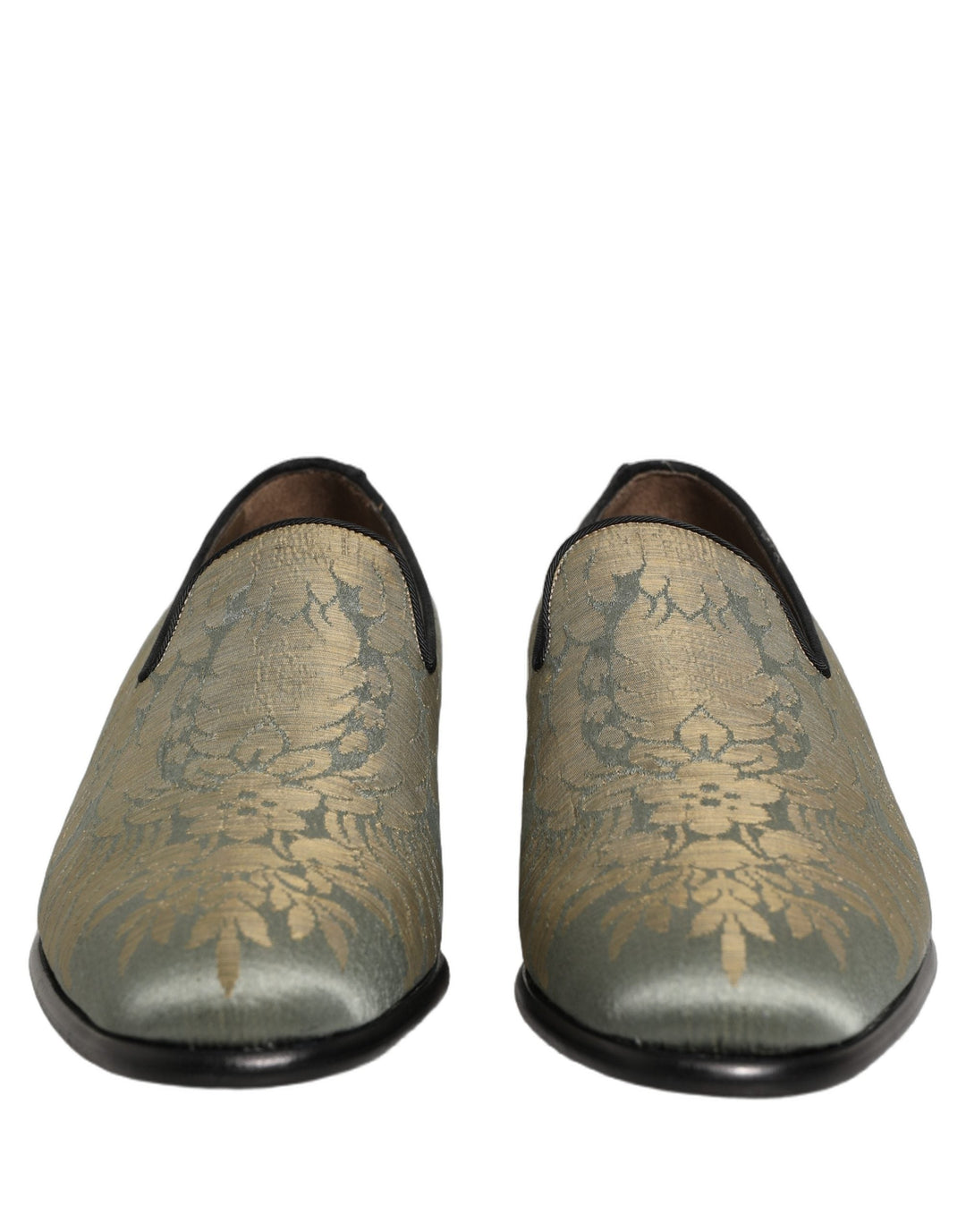 Men’s Dolce &amp; Gabbana Gold Floral Jacquard Slip on Loafers Shoes