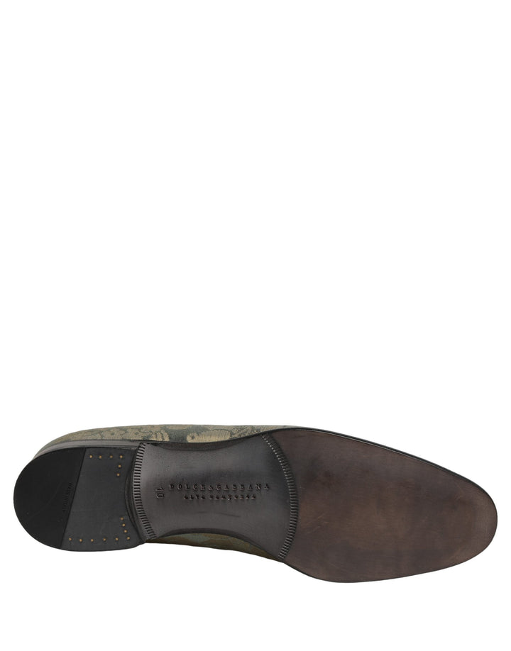 Men’s Dolce &amp; Gabbana Gold Floral Jacquard Slip on Loafers Shoes