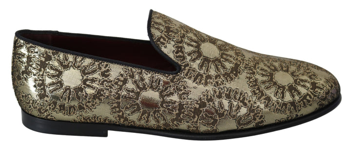 Men’s Dolce &amp; Gabbana Gold Jacquard Flats Mens Loafers Shoes