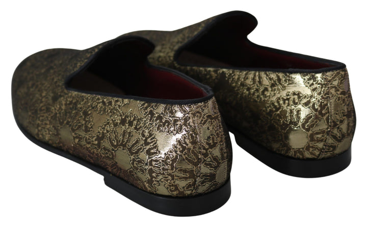 Men’s Dolce &amp; Gabbana Gold Jacquard Flats Mens Loafers Shoes
