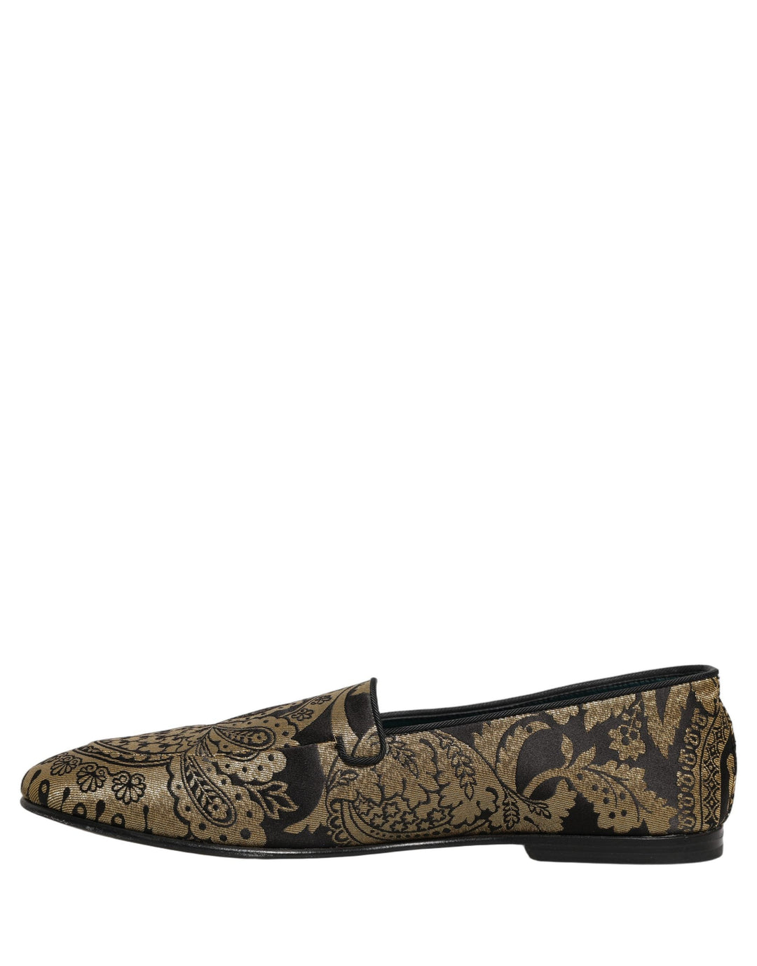 Men’s Dolce &amp; Gabbana Gold Jacquard Leather Slip on Loafers Shoes