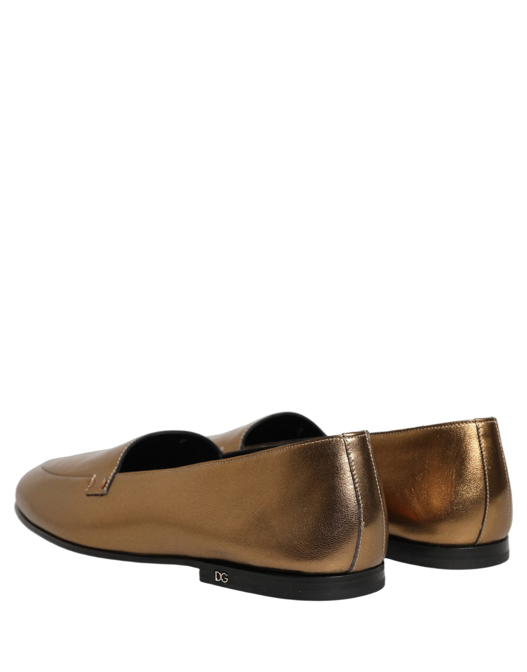 Men’s Dolce &amp; Gabbana Gold Leather Dg Logo Slip on Men Loafers Shoes