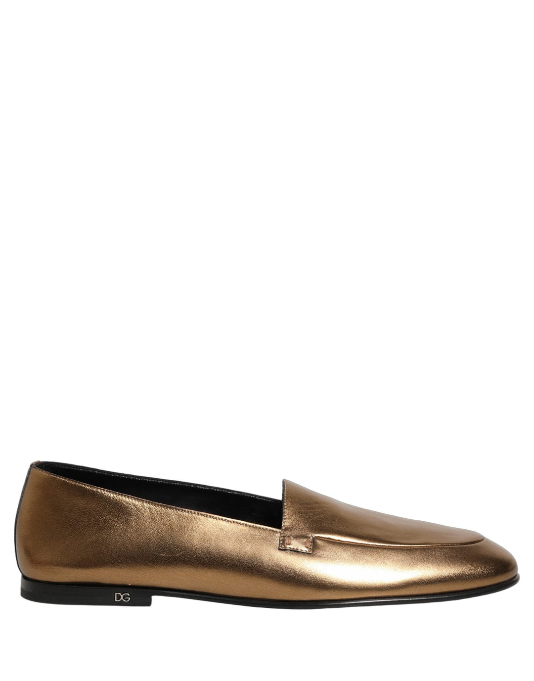 Men’s Dolce &amp; Gabbana Gold Leather Dg Logo Slip on Men Loafers Shoes
