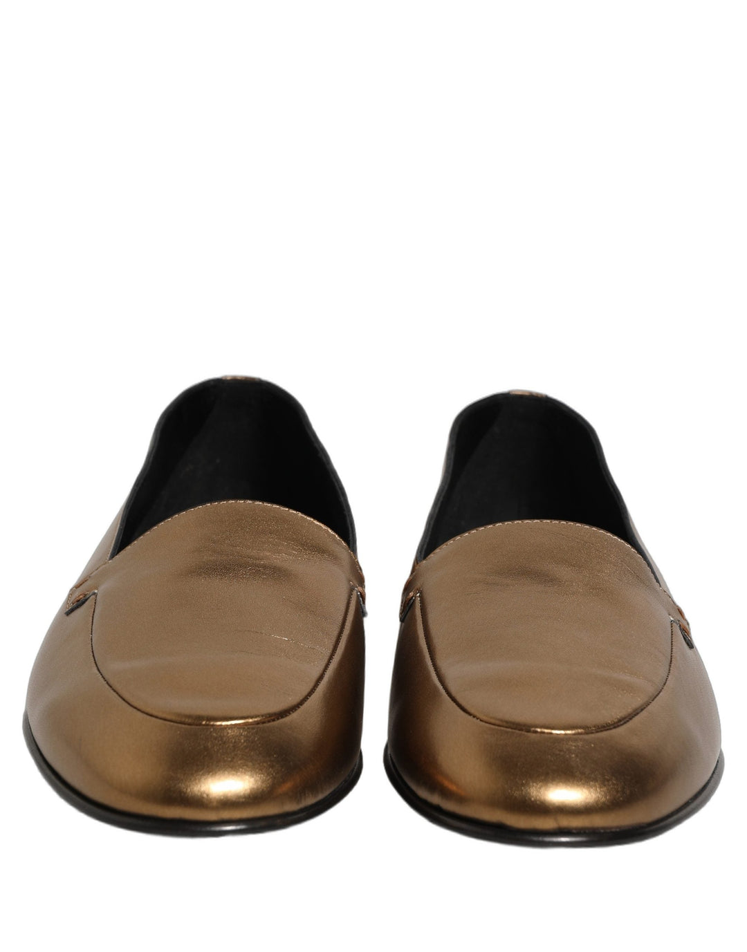 Men’s Dolce &amp; Gabbana Gold Leather Dg Logo Slip on Men Loafers Shoes
