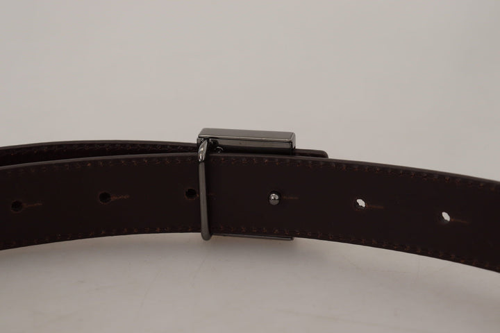 Dolce &amp; Gabbana Gold Leather Silver Square Metal Buckle Belt