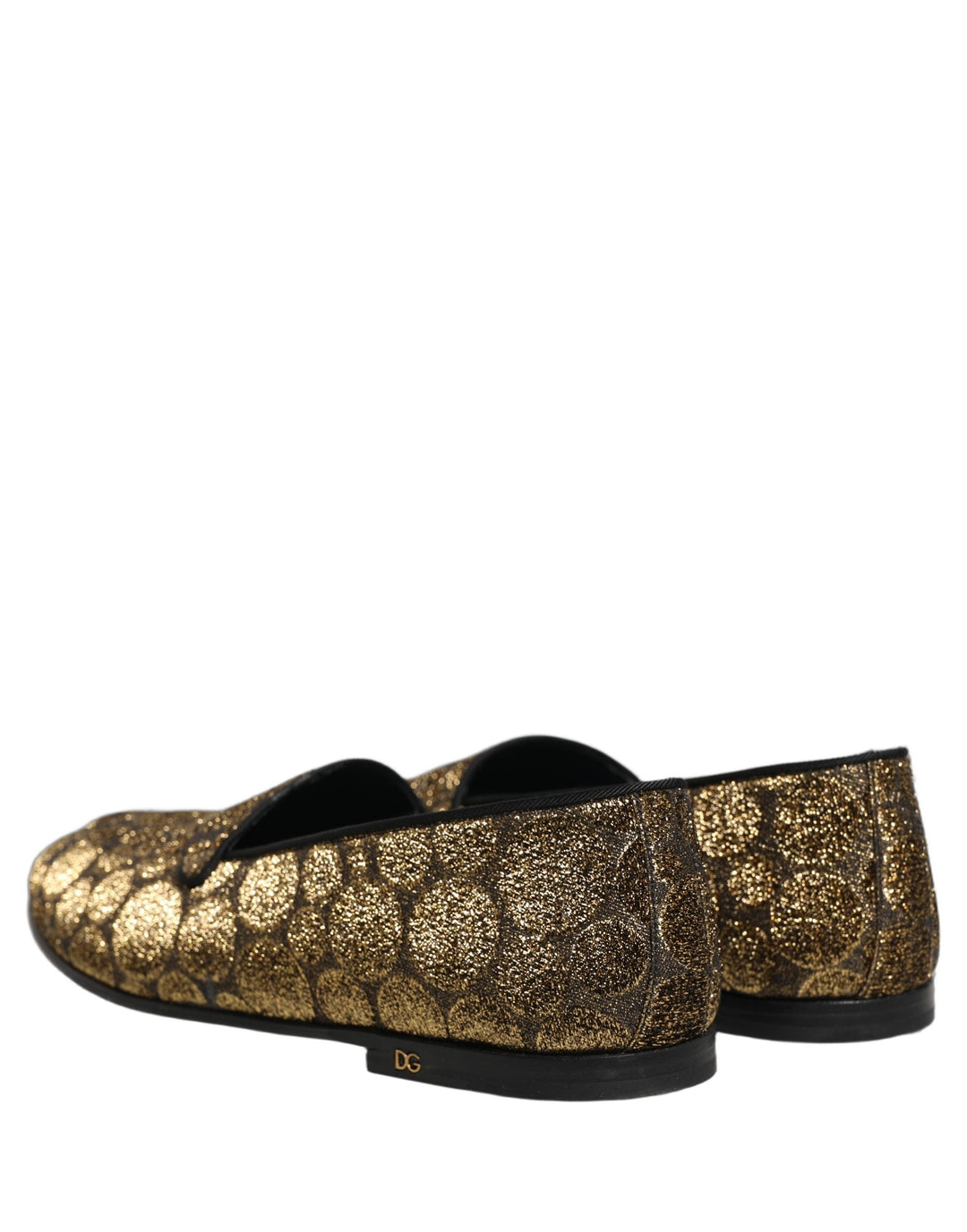 Men’s Dolce &amp; Gabbana Gold Lurex Glitter Men Slip on Loafers Shoes