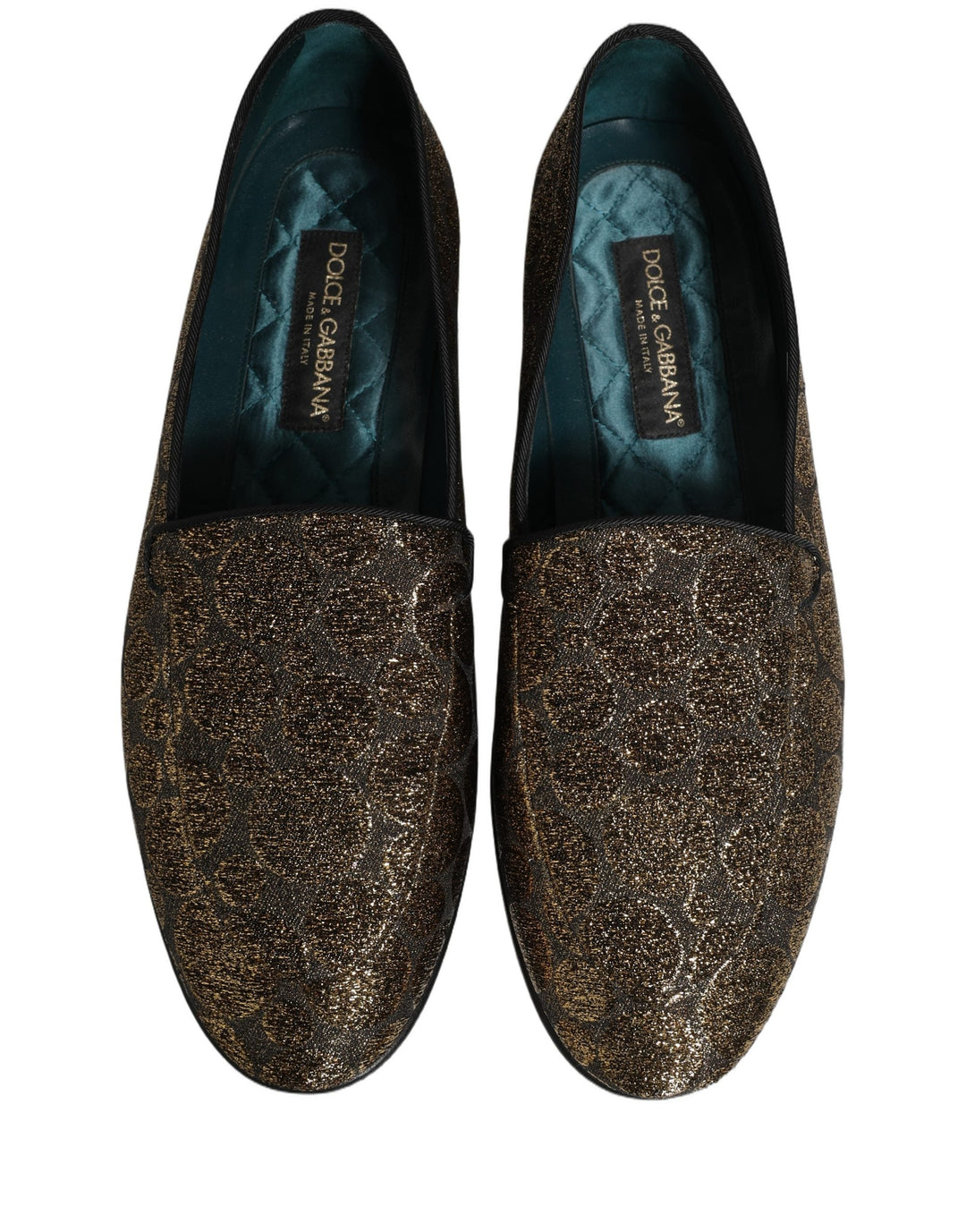 Men’s Dolce &amp; Gabbana Gold Lurex Glitter Men Slip on Loafers Shoes