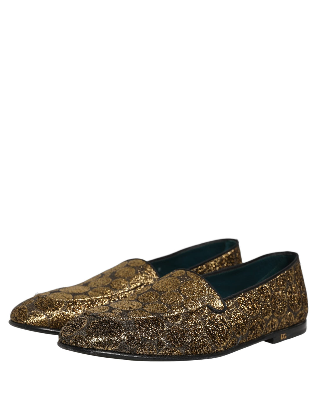 Men’s Dolce &amp; Gabbana Gold Lurex Glitter Men Slip on Loafers Shoes