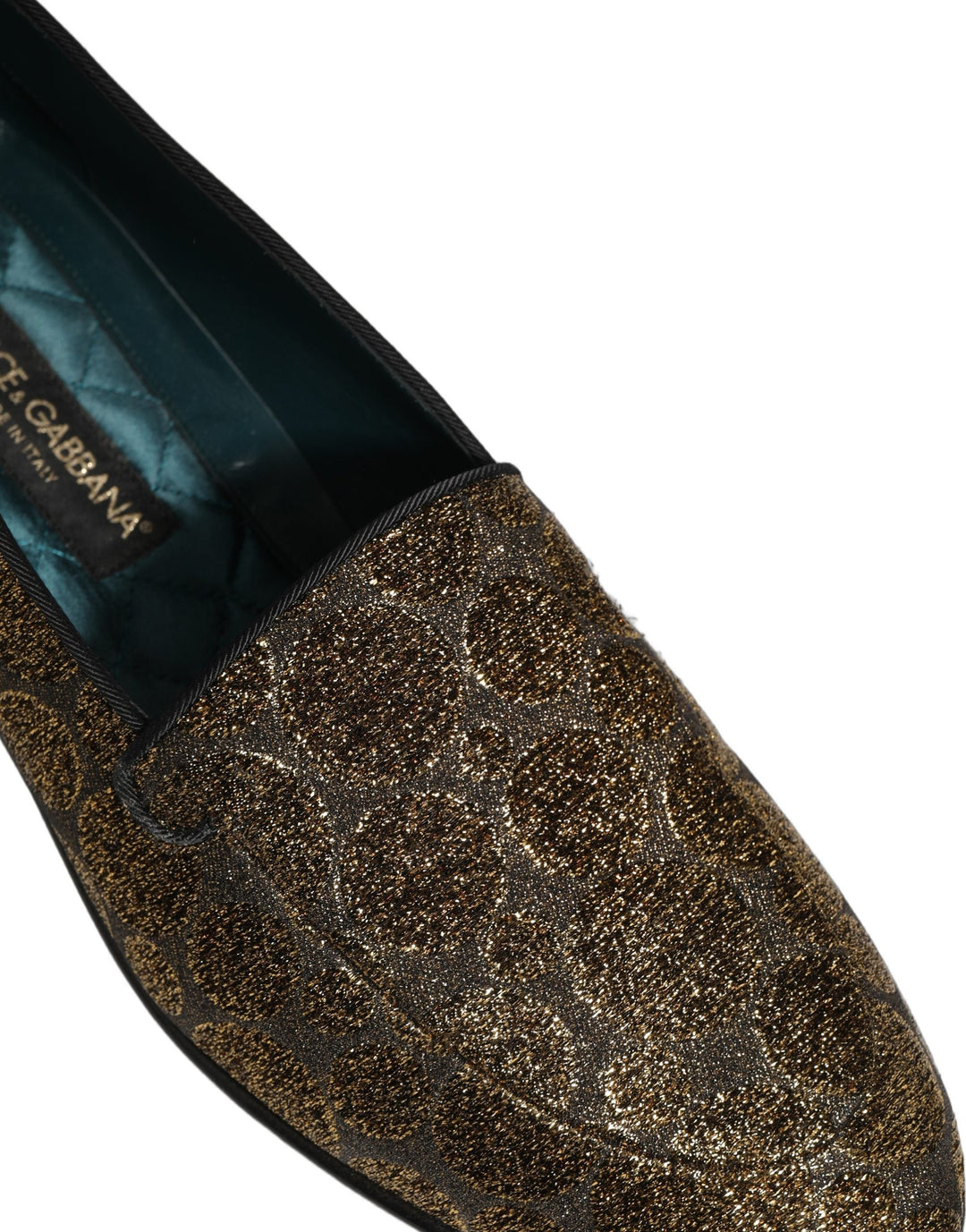 Men’s Dolce & Gabbana Gold Lurex Glitter Men Slip on Loafers Shoes