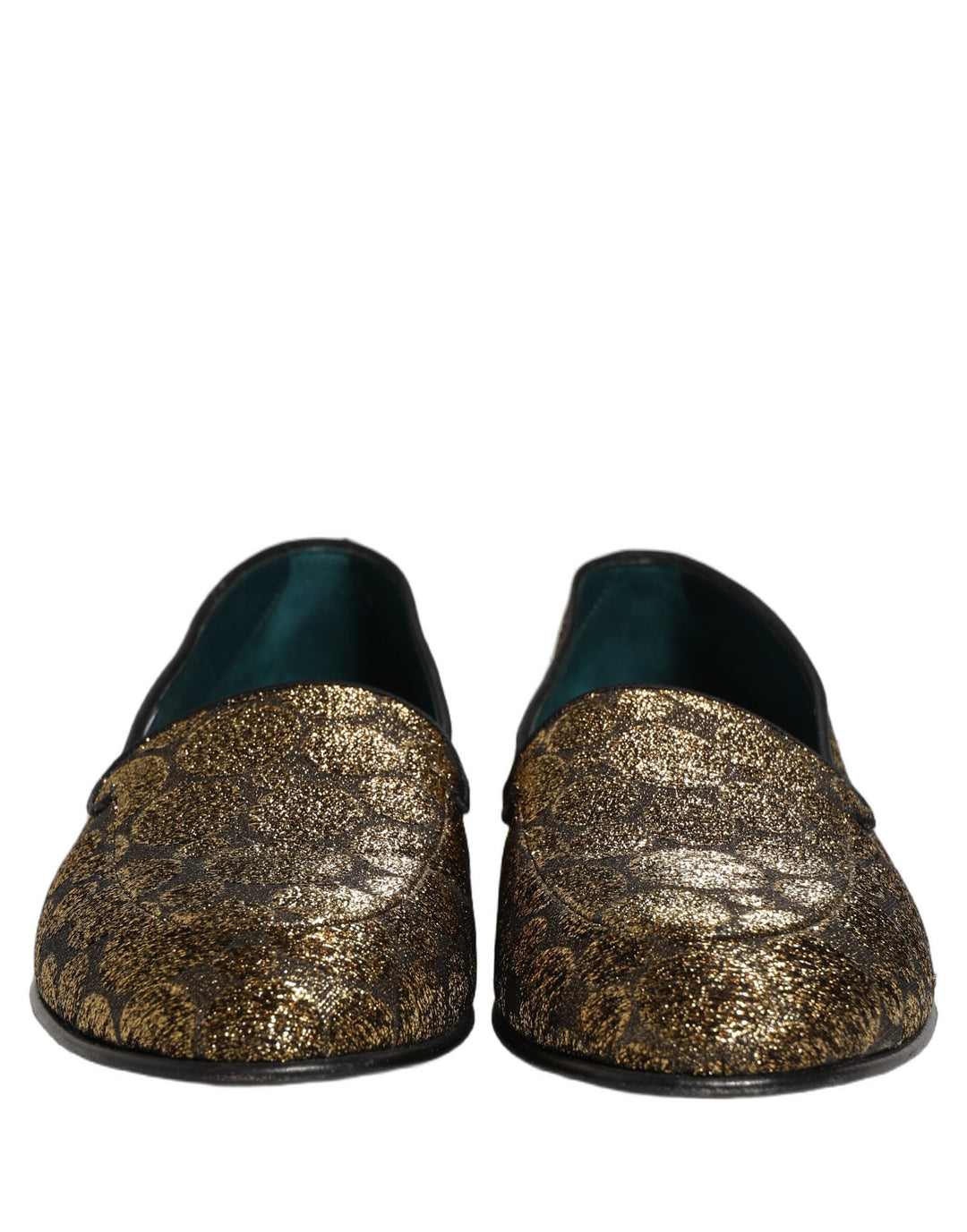 Men’s Dolce &amp; Gabbana Gold Lurex Glitter Men Slip on Loafers Shoes