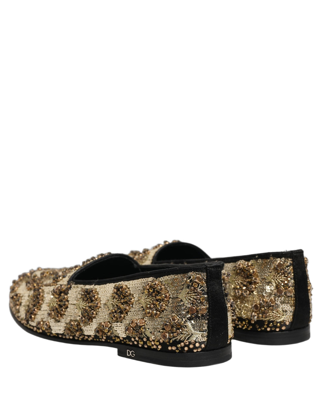 Men’s Dolce &amp; Gabbana Gold Sequin Embellished Dress Loafers Shoes