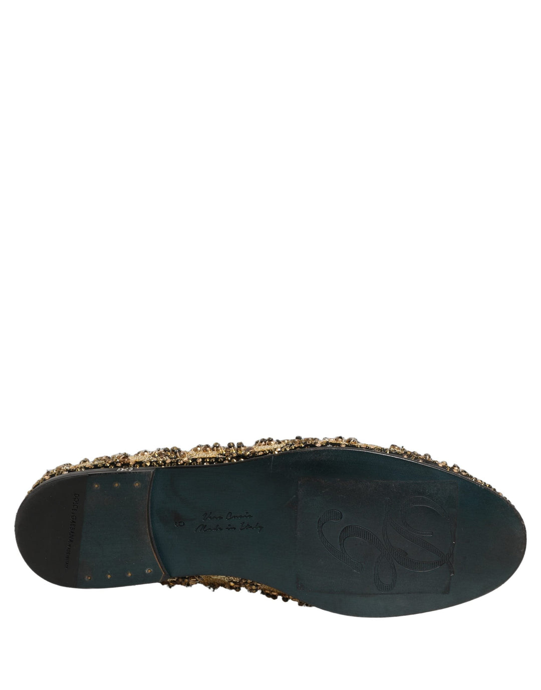 Men’s Dolce & Gabbana Gold Sequin Embellished Dress Loafers Shoes