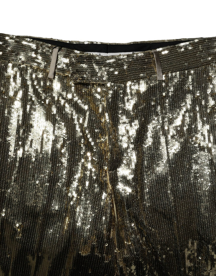 Men’s Dolce &amp; Gabbana Gold Sequin Polyester Embellished Bermuda Shorts